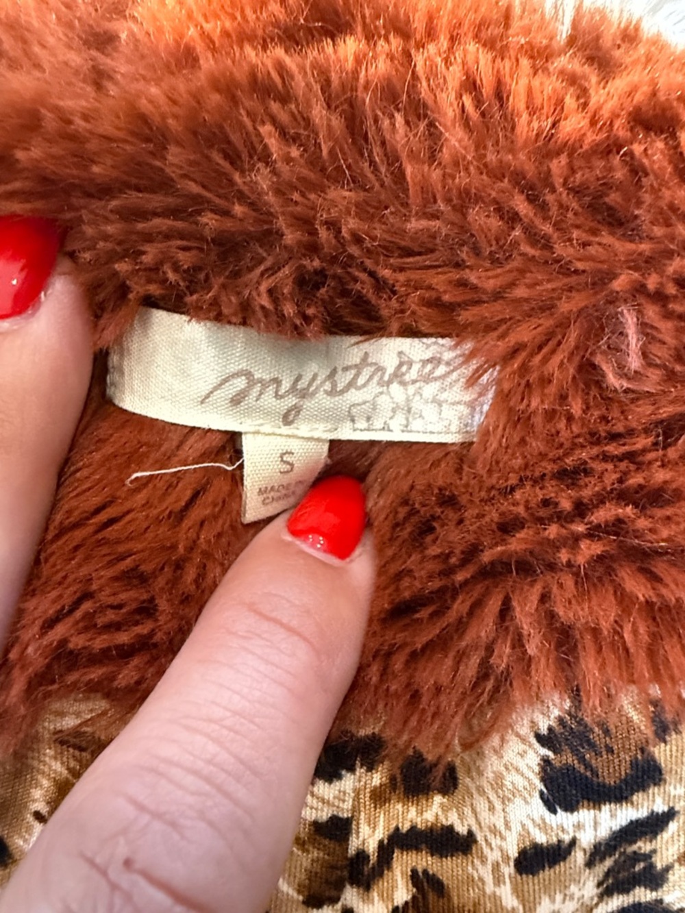 Mystree Rust Teddy Coat with Leopard Lining - Picture 2 of 6